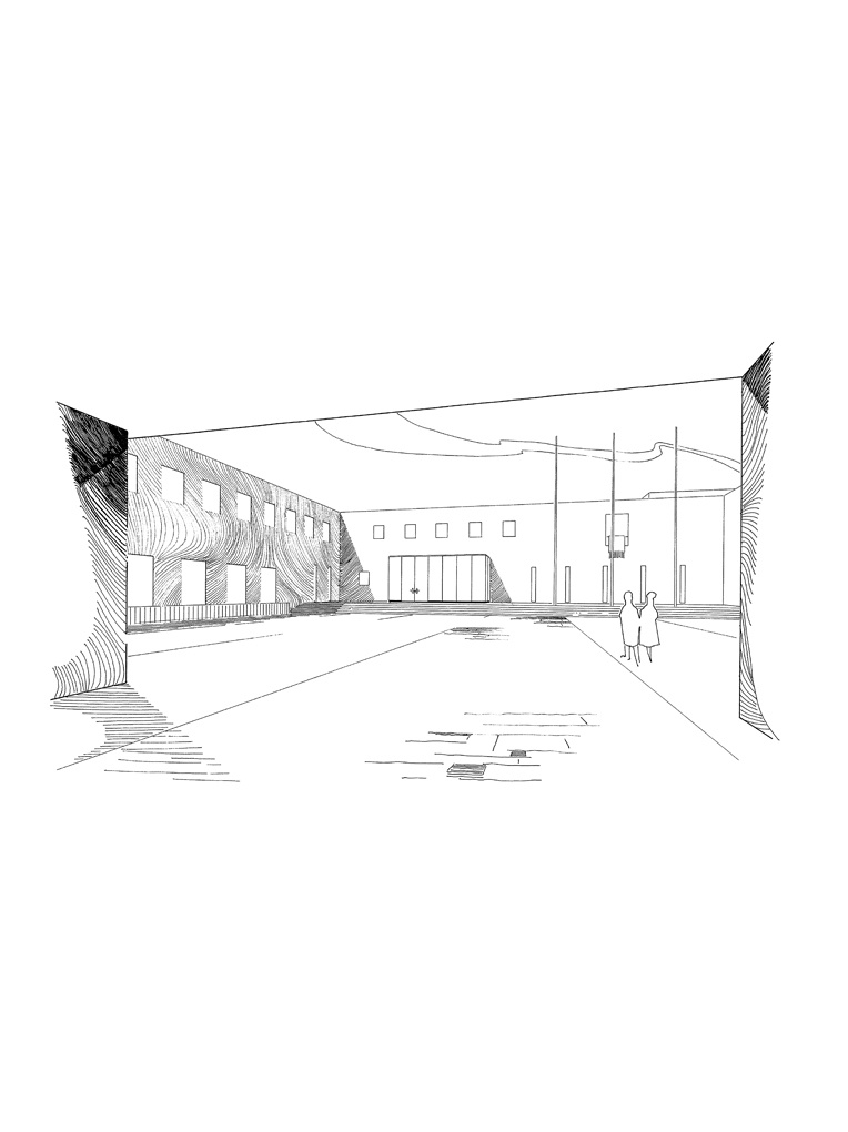Bedaux de brouwer 0485 hoofdgebouw uvt tilburg schets binnenplaats