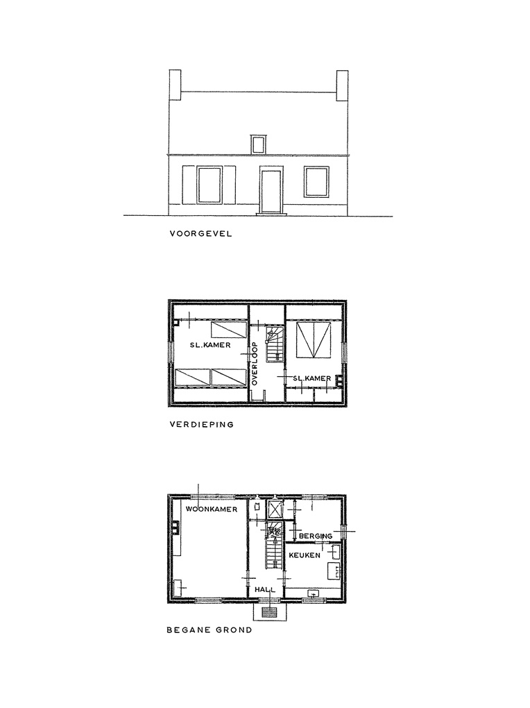 Bedaux de brouwer 0497 vakantiehuis met conciergewoning halsteren plattegrond gevel